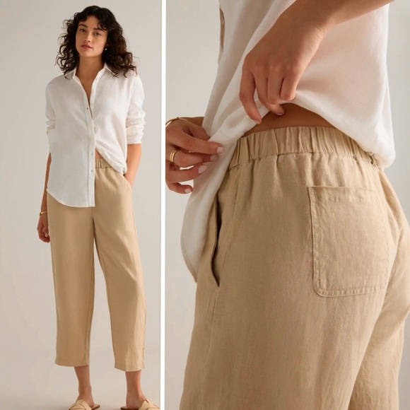 QUINCE New With Tag 100% Organic Linen Pants In The Color Of Driftwood. Size S - Picture 3 of 13